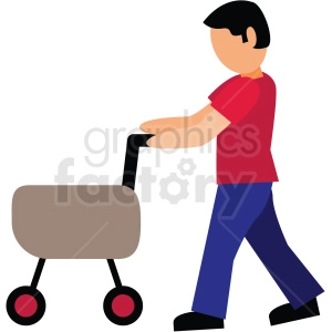 dad pushing stroller vector clipart