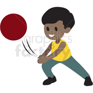 cartoon African American boy playing with ball