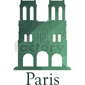 green Notre Dame Paris vector design