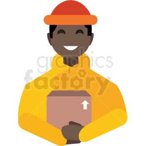 black delivery man flat icon vector icon
