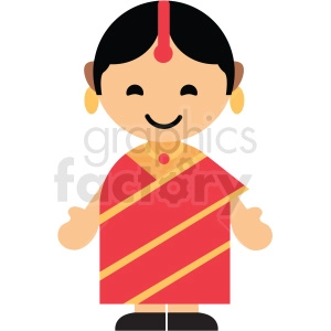 female India character icon vector clipart