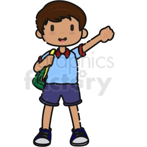 cartoon boy holding arm up vector clipart