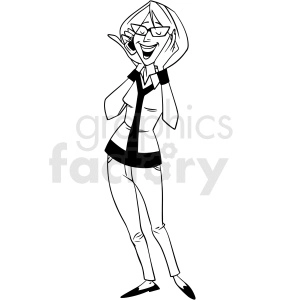 black and white lady talking on phone vector clipart