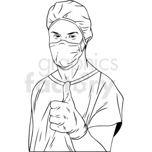 black and white doctor vector illustration