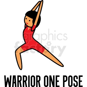 girl doing yoga warrior one pose vector clipart