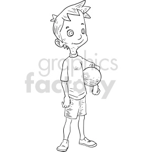 kid holding ball clipart