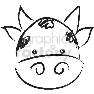 black and white tattoo cow face vector clipart