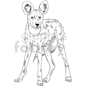 black and white hyena vector clipart
