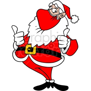 Santa wearing mask holding thumbs up vector clipart