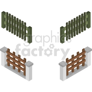 isometric fence vector icon clipart s2