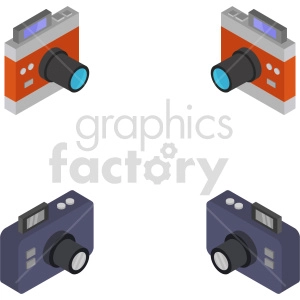 isometric camera vector icon clipart bundle