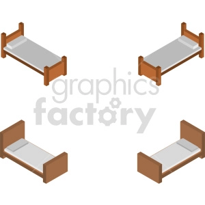 isometric bed vector icon clipart 2