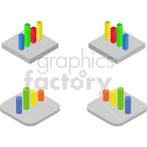 isometric bar charts vector icon clipart 2