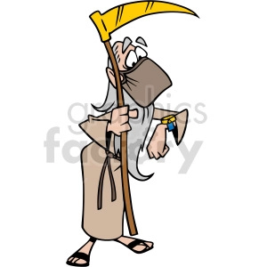 2020 father time wearing mask checking his watch vector clipart