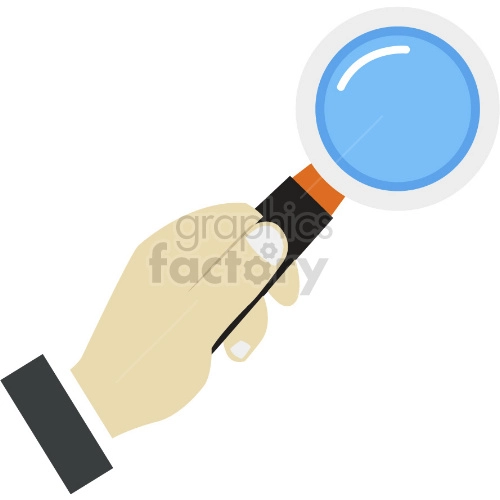 person holding magnifying glass clipart