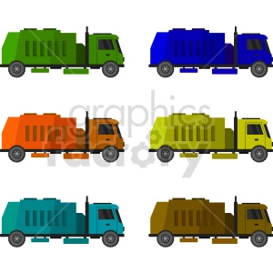 garbage trucks vector graphic bundle