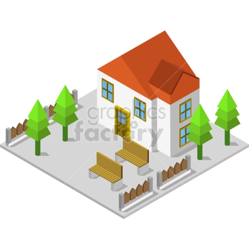 isometric house land clipart