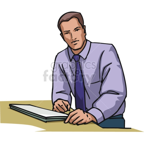 business man leaning on table