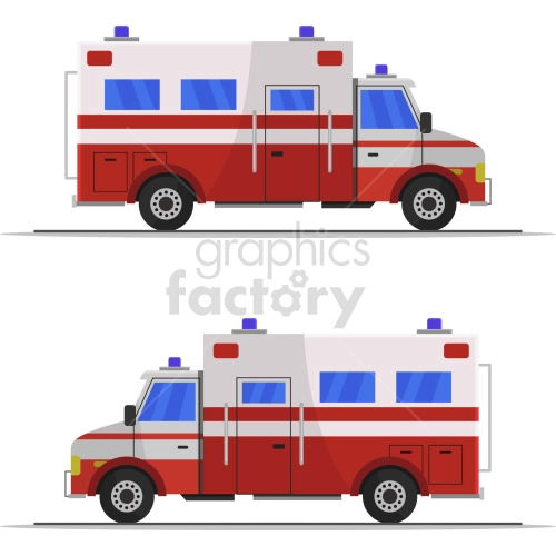 realistic ambulance emergency vehicle clipart set