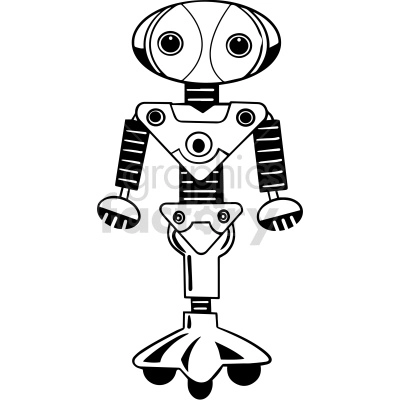 black and white cleaning robot clipart