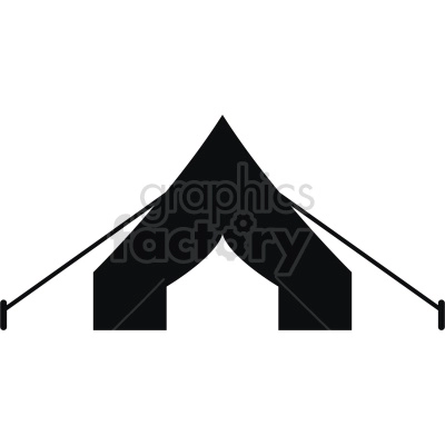 The clipart image shows a silhouette of a tent with ropes tied to stakes or pegs in the ground, suggesting that the tent is securely anchored and stable.
