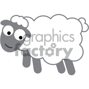 This is a simple clipart image of a sheep. The sheep has a fluffy body, a stylized face with a friendly expression, and is depicted in a standing position. It's a very cartoonish and simplified representation suitable for a variety of graphic design or educational purposes.