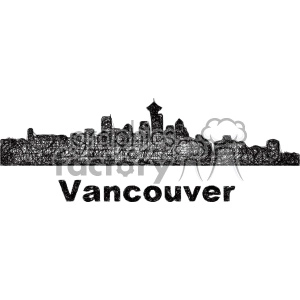 black and white city skyline vector clipart CAN Vancouver