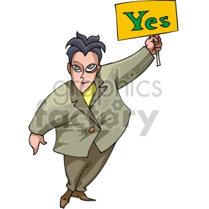 man holding a yes sign