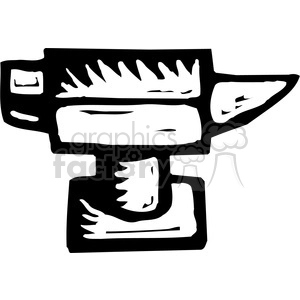 The image depicts a black and white clipart of an anvil, which is a tool used traditionally by blacksmiths to forge and shape metal, often by hammering. Despite the presence of weapons and weapon in the keywords, this image does not directly depict weapons but rather a tool that could be used in the creation of weapons or other metal items.
