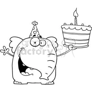 A Happy Baby Elephant Holds It's 1st Birthday Cake