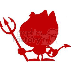 Silhouette Of A Little Devil with Pitchfork