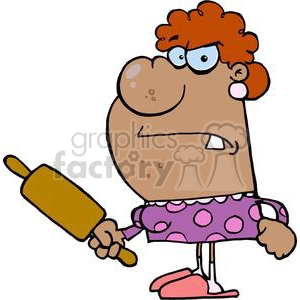 A Angry African American Wife With A Rolling Pin
