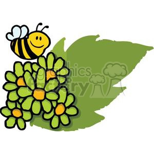 Mascot Cartoon Character Bee Flying Over Flowers