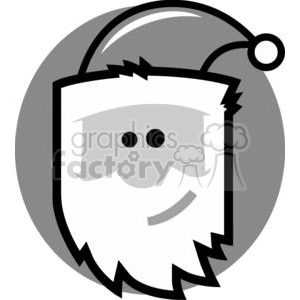 Santa Claus head in front of a grey circle