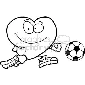 Healthy red heart character with a soccer ball