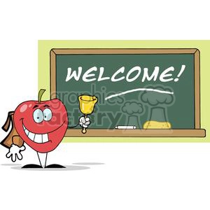 2879-Apple-Ringing-A-Bell-In-Front-A-School-Chalk-Board-With-Text-Welcome!