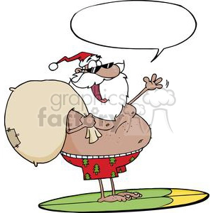 African-American-Santa-Claus-Carrying-His-Sack-While-Surfing-With-Speech-Bubble