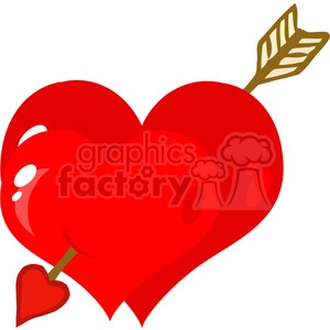 102585-Cartoon-Clipart-Perforated-Two-Heart-With-Arrow