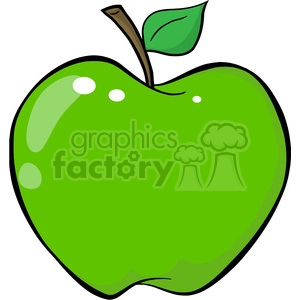 12928 RF Clipart Illustration Green Apple