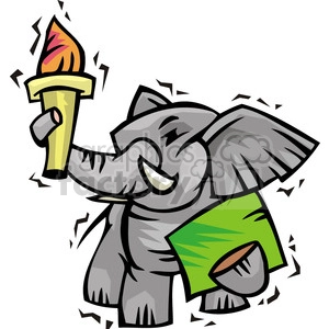 Republican cartoon of elephant holding a torch
