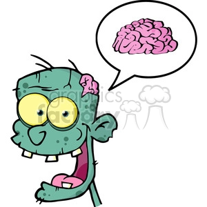 5074-Zombie-Head-Cartoon-Character-And-Speech-Bubble-With-Brain-Royalty-Free-RF-Clipart-Image
