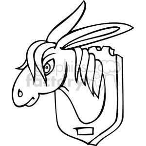 black and white clip art of a donkey head on the wall