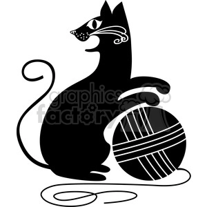vector clip art illustration of black cat 098
