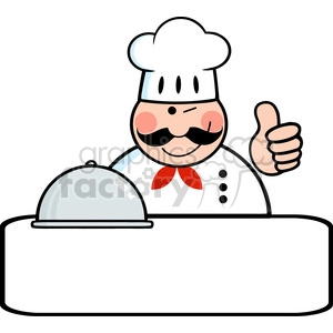 5351-Royalty-Free-RF-Clipart-Winked-Chef-Logo-Banner-With-Platter-Showing-Thumbs-Up