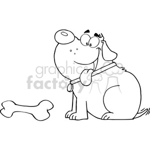 5249-Happy-Fat-Dog-With-Bone-Royalty-Free-RF-Clipart-Image