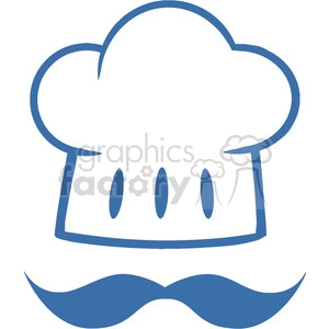 Royalty-Free-RF-Clipart-Blue-Chef-Hat-With-A-Mustache-Logo