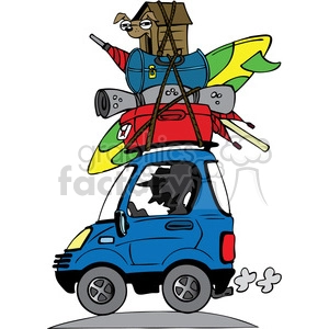 vacation travel clipart luggage stacked on roof of car