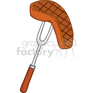 Clipart of Fork With Grilled Steak