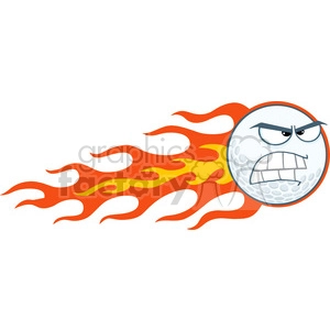 5710 Royalty Free Clip Art Angry Flaming Golf Ball Cartoon Mascot Character