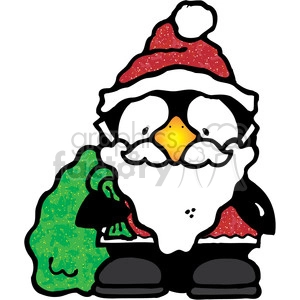 Penguin in a Santa Claus suit